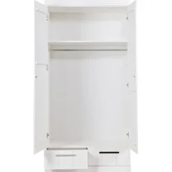 Kledingkasten|Kledingkasten-WOOOD Connect Kledingkast 2-Deurs met Lade - Grenen - Wit - 195x94x53