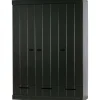 Kledingkasten|Kledingkasten-WOOOD Connect Kledingkast 3-Deurs met Lade - Grenen -Zwart- 195x140x53