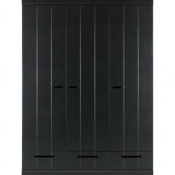 Kledingkasten|Kledingkasten-WOOOD Connect Kledingkast 3-Deurs met Lade - Grenen -Zwart- 195x140x53