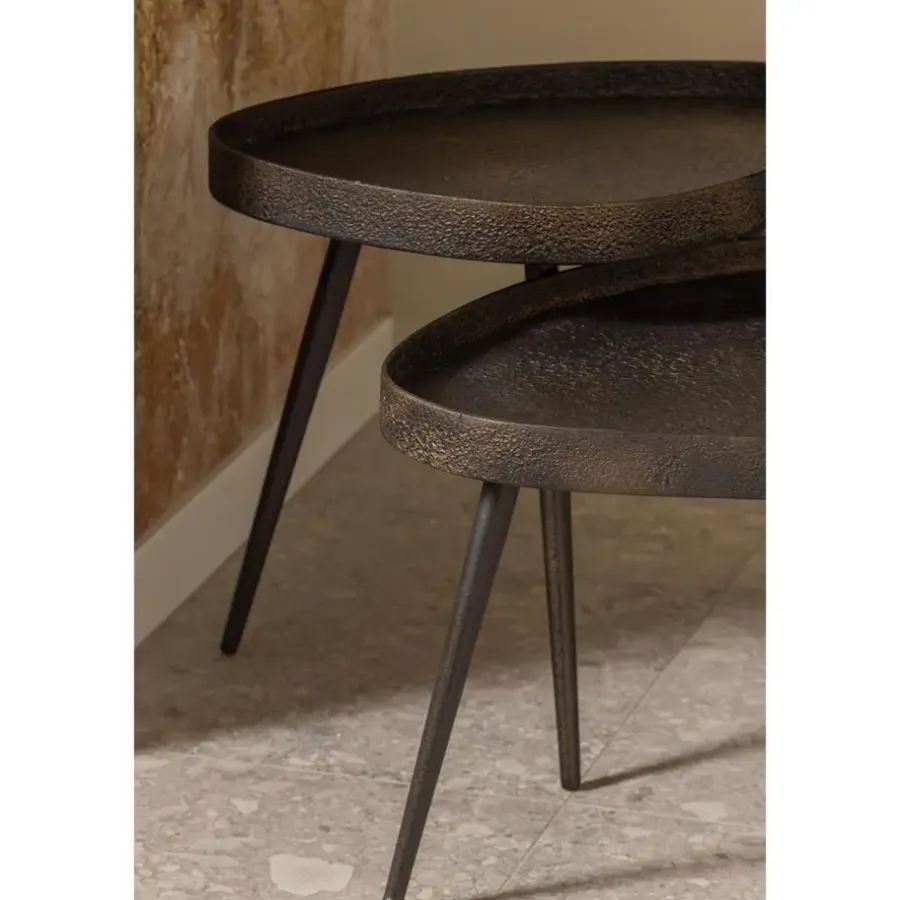 Bijzettafels-WOOOD Crude Bijzettafels - Zink - Antique Bronze - 39x71x52