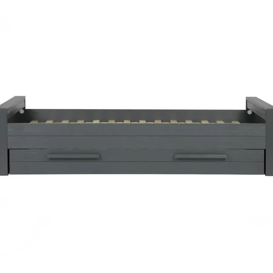 WOOOD Dennis Bed Excl Lade - Grenen - Staal Grijs - 53x219x95