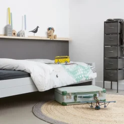 1-Persoons Bedden-WOOOD Dennis Bed Excl Lade - Grenen - Betongrijs - 53x219x95