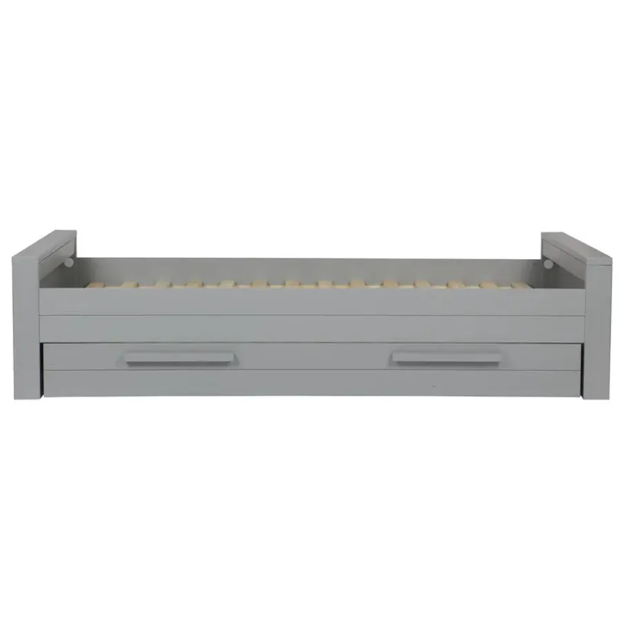 1-Persoons Bedden-WOOOD Dennis Bed Excl Lade - Grenen - Betongrijs - 53x219x95