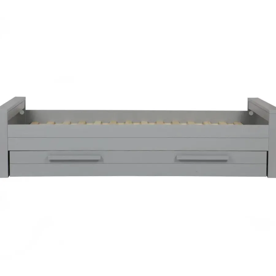 1-Persoons Bedden-WOOOD Dennis Bed Excl Lade - Grenen - Betongrijs - 53x219x95