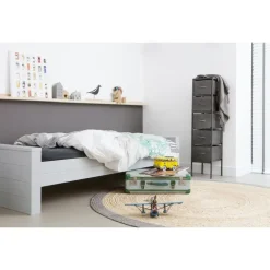 1-Persoons Bedden-WOOOD Dennis Bed Excl Lade - Grenen - Betongrijs - 53x219x95