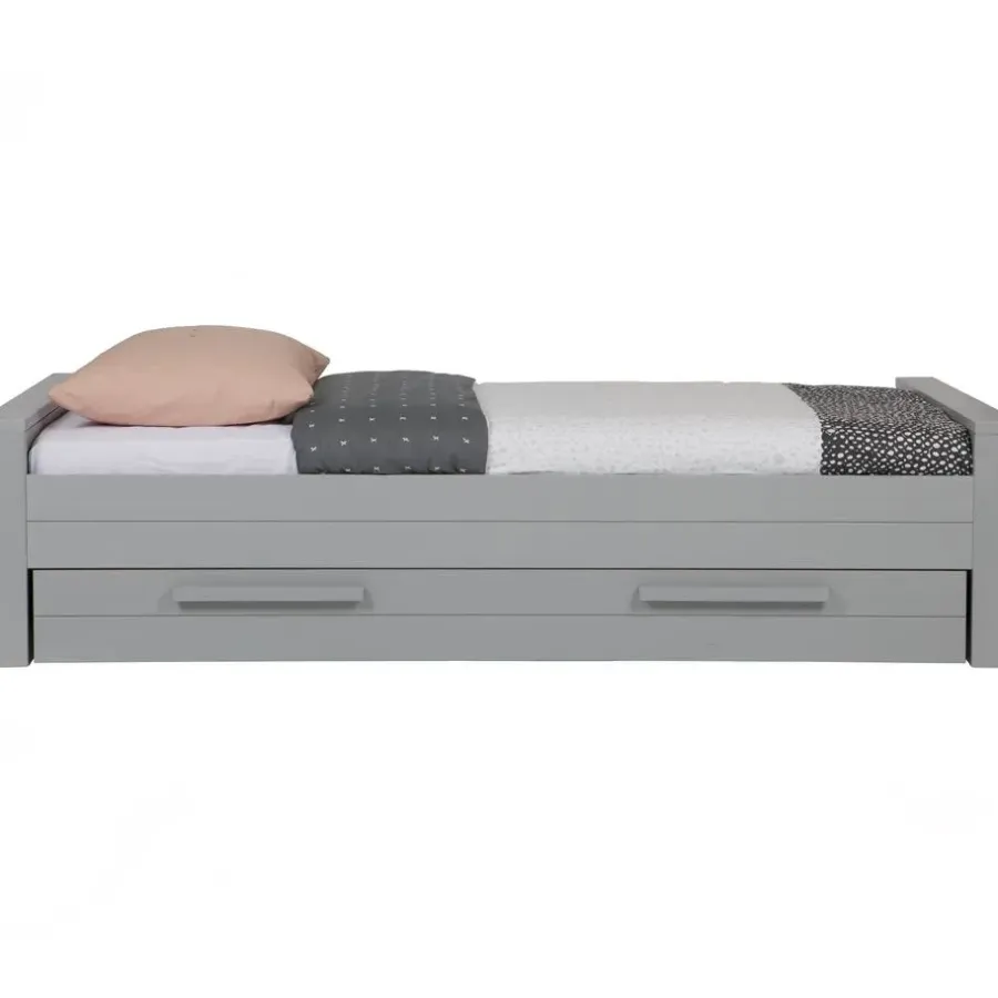 WOOOD Dennis Bed Incl. Lade/Lattenrol - Betongrijs - 53x219x95