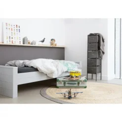 WOOOD Dennis Bed Incl. Lade/Lattenrol - Betongrijs - 53x219x95