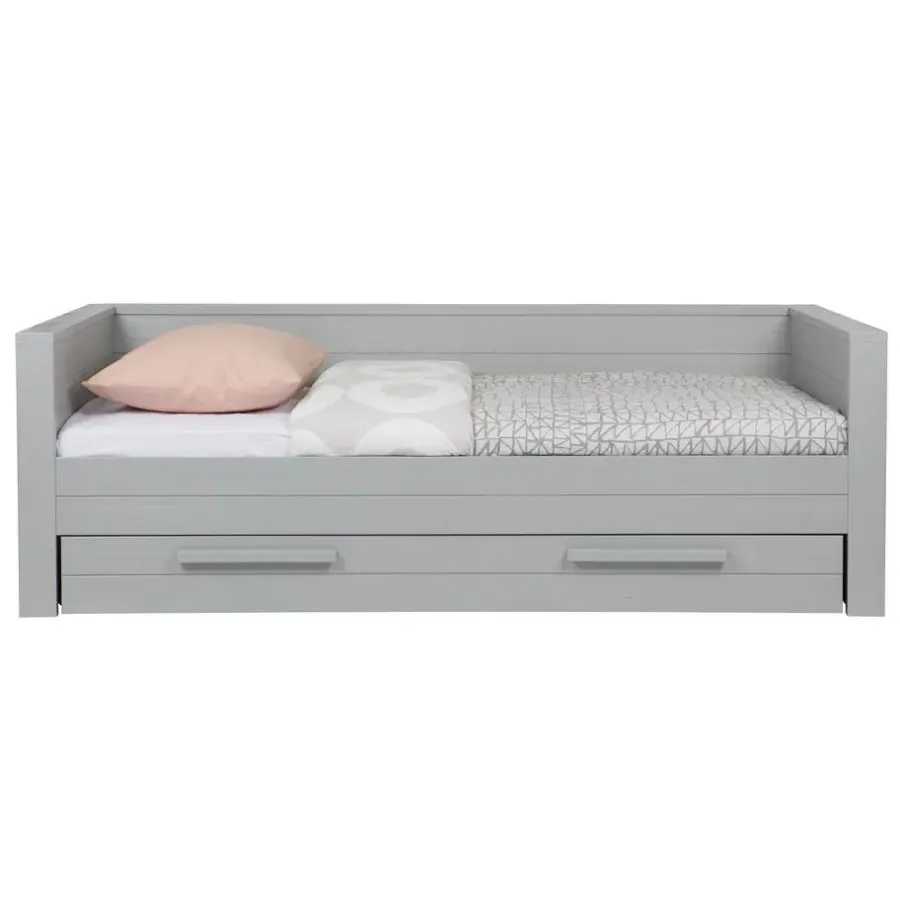 WOOOD Dennis Bed Incl. Lade/Lattenrol - Betongrijs - 53x219x95