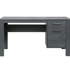 Bureaus-WOOOD Dennis Bureau - Grenen Geborsteld - Staal Grijs - 74x141x59