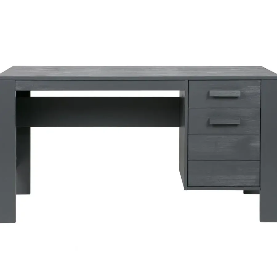 Bureaus-WOOOD Dennis Bureau - Grenen Geborsteld - Staal Grijs - 74x141x59