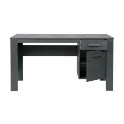 Bureaus-WOOOD Dennis Bureau - Grenen Geborsteld - Staal Grijs - 74x141x59