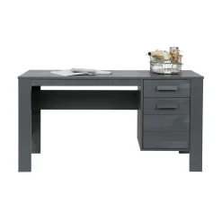 Bureaus-WOOOD Dennis Bureau - Grenen Geborsteld - Staal Grijs - 74x141x59