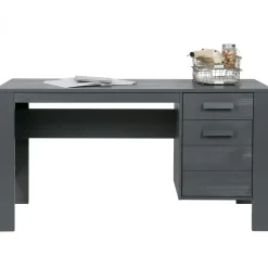 Bureaus-WOOOD Dennis Bureau - Grenen Geborsteld - Staal Grijs - 74x141x59