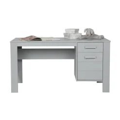 WOOOD Dennis Bureau - Grenen Geborsteld - Betongrijs - 74x141x59
