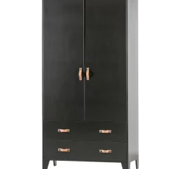 Kledingkasten|Kledingkasten-WOOOD Dian Garderobekast - Grenen - Zwart - 180x94x40
