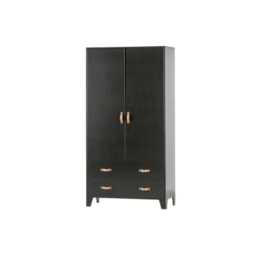 Kledingkasten|Kledingkasten-WOOOD Dian Garderobekast - Grenen - Zwart - 180x94x40