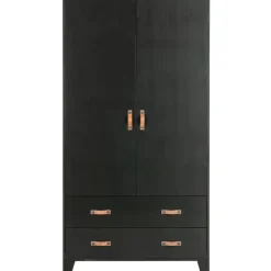 Kledingkasten|Kledingkasten-WOOOD Dian Garderobekast - Grenen - Zwart - 180x94x40