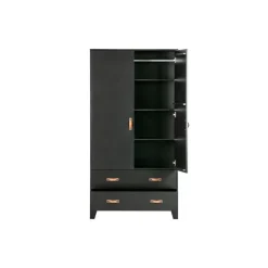 Kledingkasten|Kledingkasten-WOOOD Dian Garderobekast - Grenen - Zwart - 180x94x40