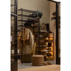 Kledingopbergers-WOOOD Ferro Schoenenrek - Metaal - Zwart - 80x85x35
