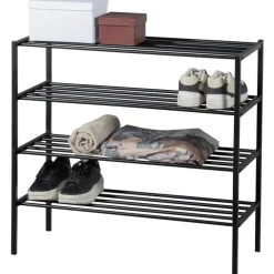 Kledingopbergers-WOOOD Ferro Schoenenrek - Metaal - Zwart - 80x85x35