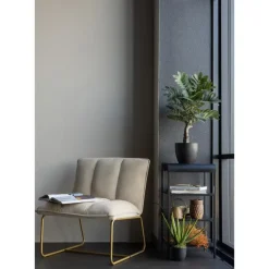 Fauteuils-WOOOD Fie Fauteuil - Ribstof - Zand - 77x64x71
