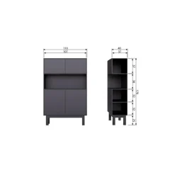 Buffetkasten-WOOOD Finca Buffetkast - Grenen - Zwart - 170x110x40