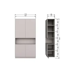 Wandkasten-WOOOD Finca Opbergkast - Grenenhout - Mist - 210x110x40