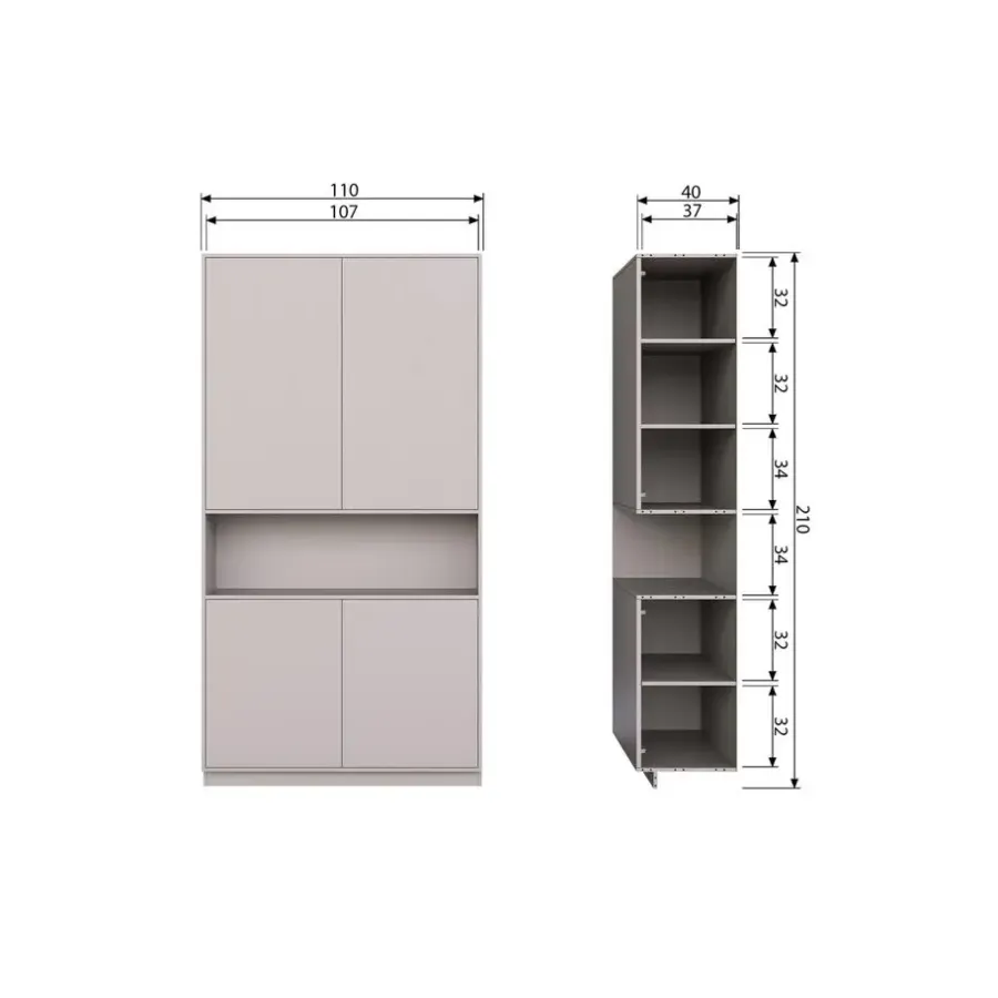 Wandkasten-WOOOD Finca Opbergkast - Grenenhout - Mist - 210x110x40