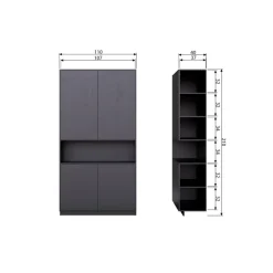 WOOOD Finca Opbergkast - Zwart - 210x110x40
