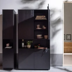 Wandkasten-WOOOD Finca Opbergkast - Zwart - 210x39,5x40