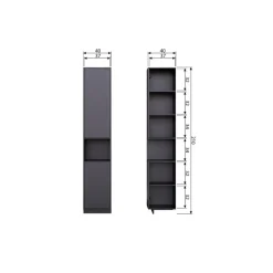 Wandkasten-WOOOD Finca Opbergkast - Zwart - 210x39,5x40