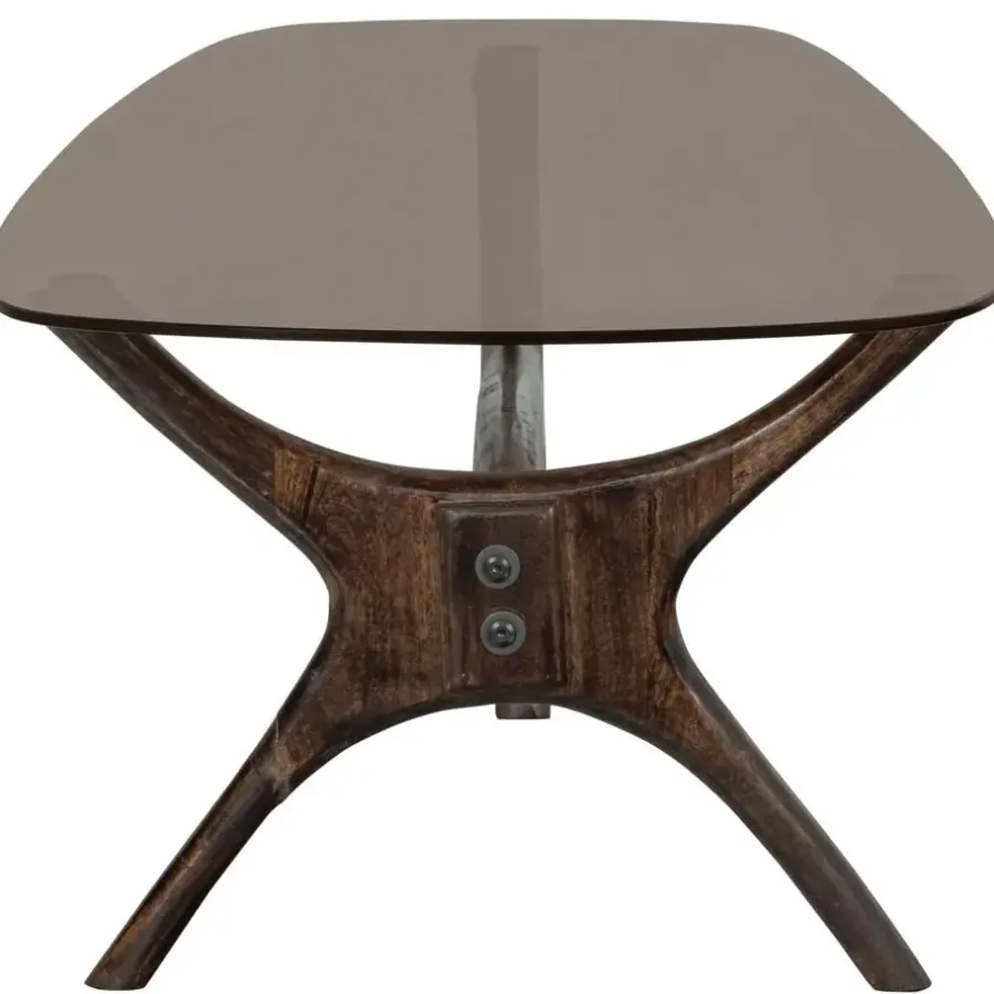 WOOOD Flash Salontafel - Glas/Hout - Walnoot - 42x110x60