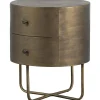Nachtkastjes|Nachtkastjes-WOOOD Glossy Rond Kastje - Metaal - Antique Brass - 48x39x39