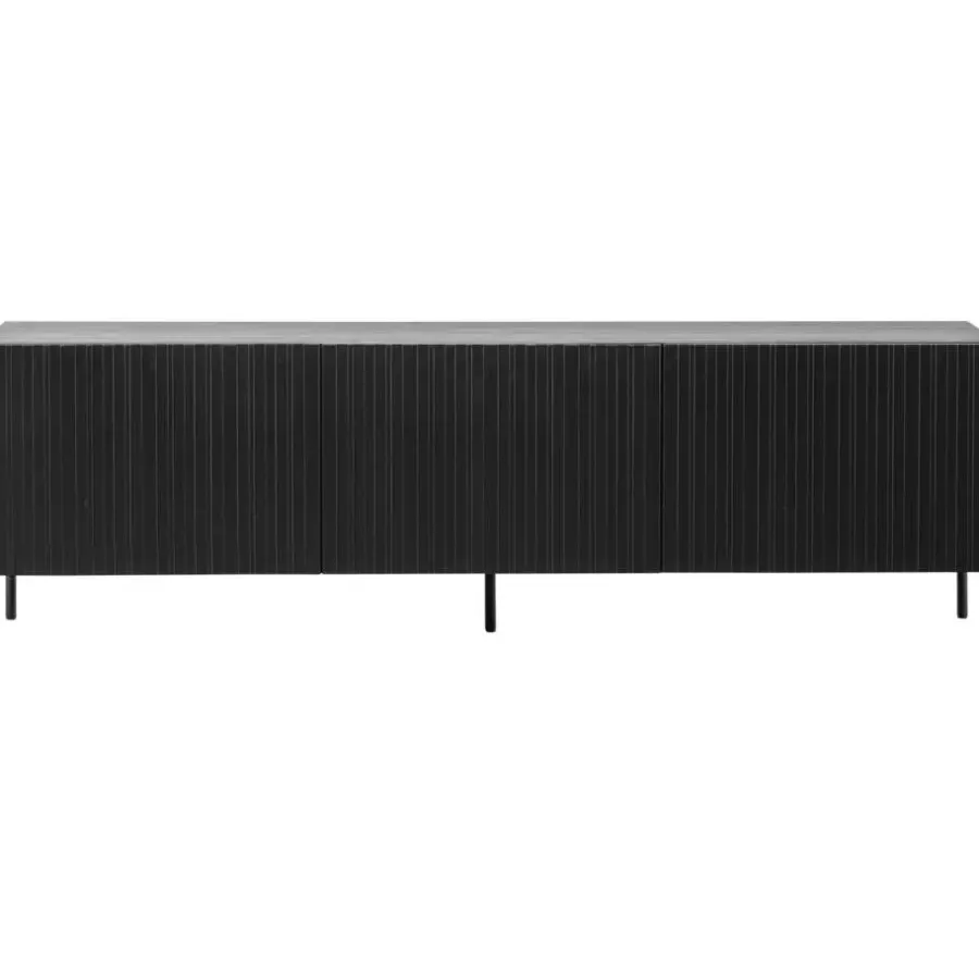 WOOOD Grand Gravure TV Meubel - Grenen - Zwart - 56x180x46
