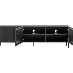 WOOOD Grand Gravure TV Meubel - Grenen - Zwart - 56x180x46