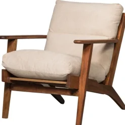 Fauteuils-WOOOD Houston Fauteuil - Bouclé/Hout - Naturel - 86x71x71