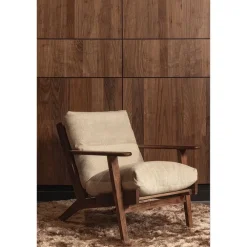 Fauteuils-WOOOD Houston Fauteuil - Bouclé/Hout - Naturel - 86x71x71