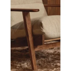 Fauteuils-WOOOD Houston Fauteuil - Bouclé/Hout - Naturel - 86x71x71