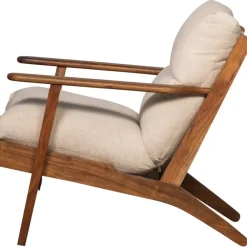 Fauteuils-WOOOD Houston Fauteuil - Bouclé/Hout - Naturel - 86x71x71