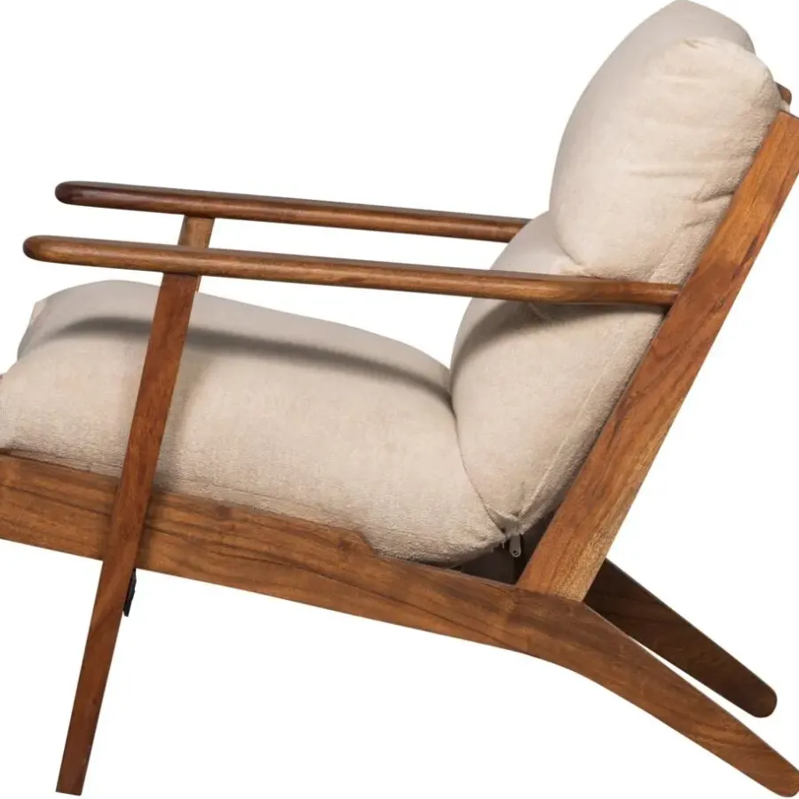 Fauteuils-WOOOD Houston Fauteuil - Bouclé/Hout - Naturel - 86x71x71