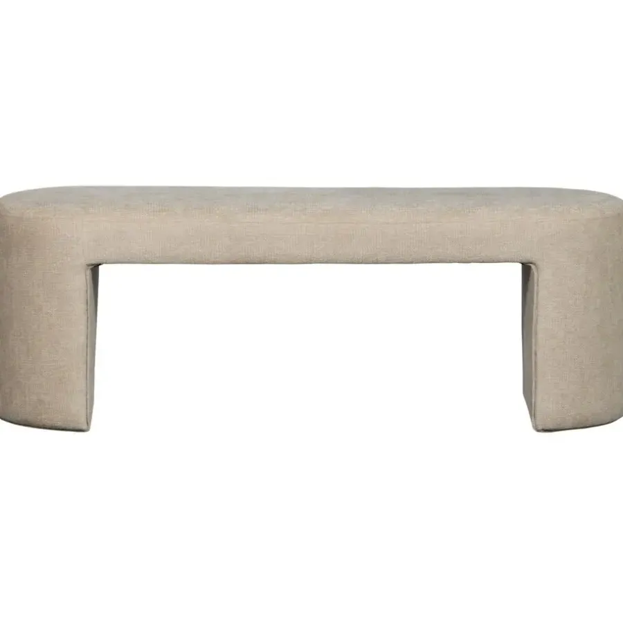 Bankjes-WOOOD Jacob Bankje - Chenille - Naturel - 46x130x46