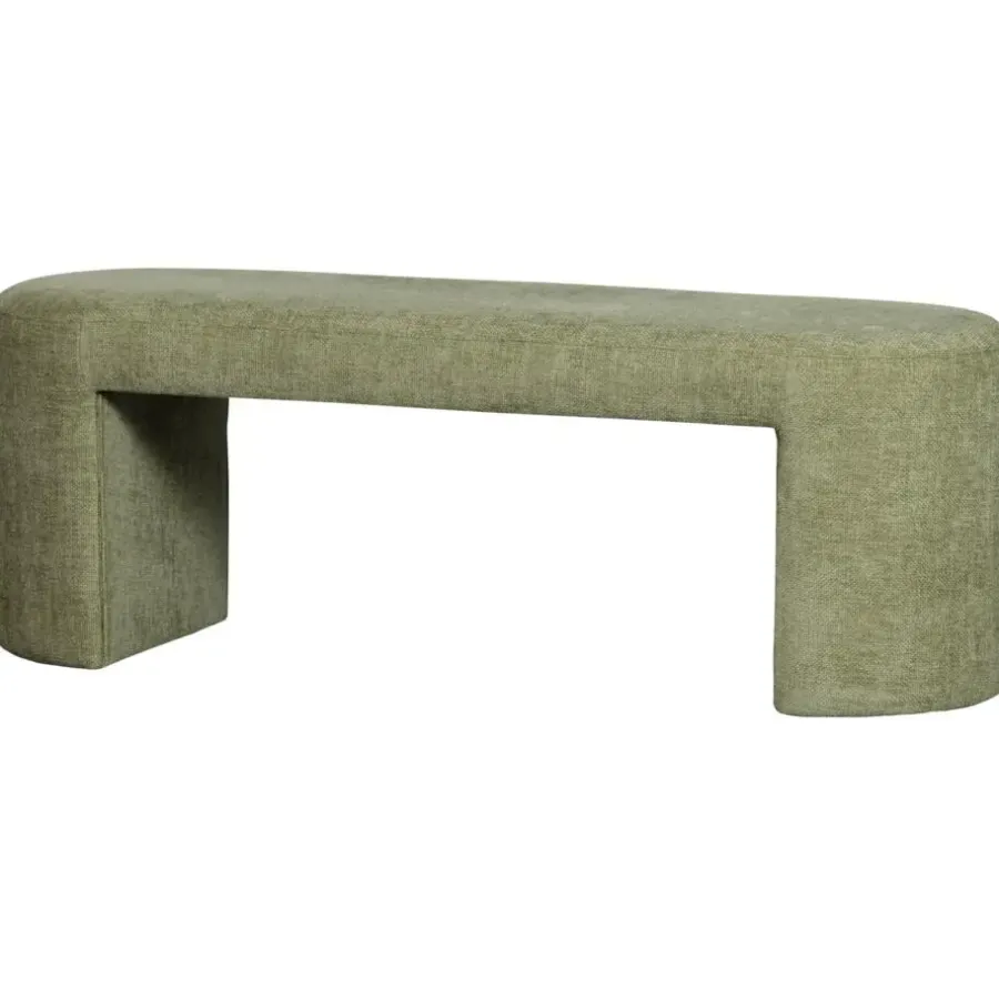 Bankjes-WOOOD Jacob Bankje - Chenille - Olive Green - 46x130x46