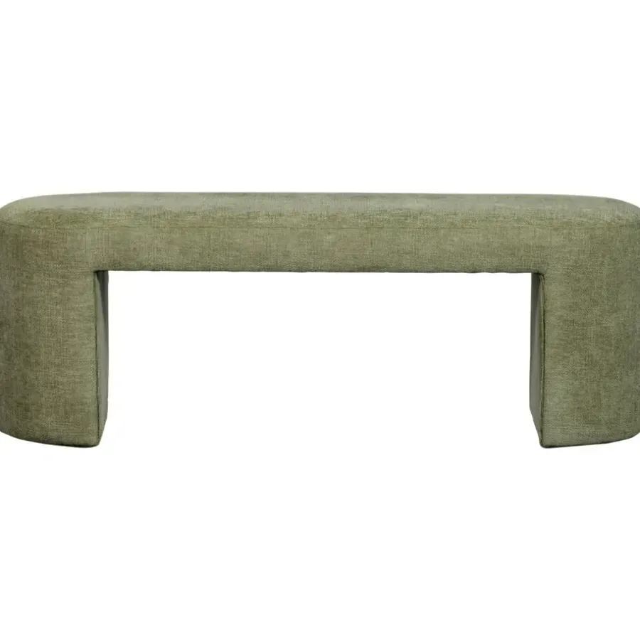 Bankjes-WOOOD Jacob Bankje - Chenille - Olive Green - 46x130x46