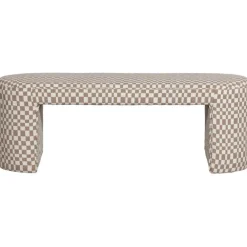WOOOD Jacob Bankje - Polyester - Geruit - Zand - 46x130x46