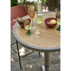 WOOOD Jeppe Hoogte Verstelbare Tuin Bartafel - Aluminium - Bruin/Grijs