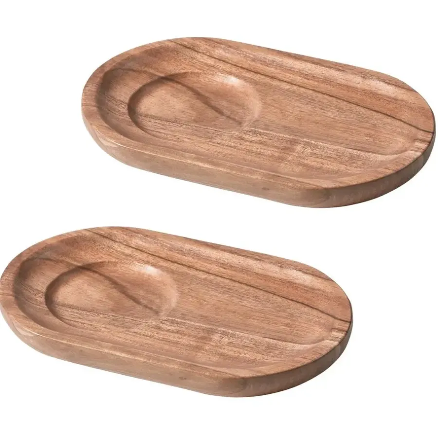 WOOOD Josje Serveer Plateaus - Acacia Hout - Naturel - Set van 8