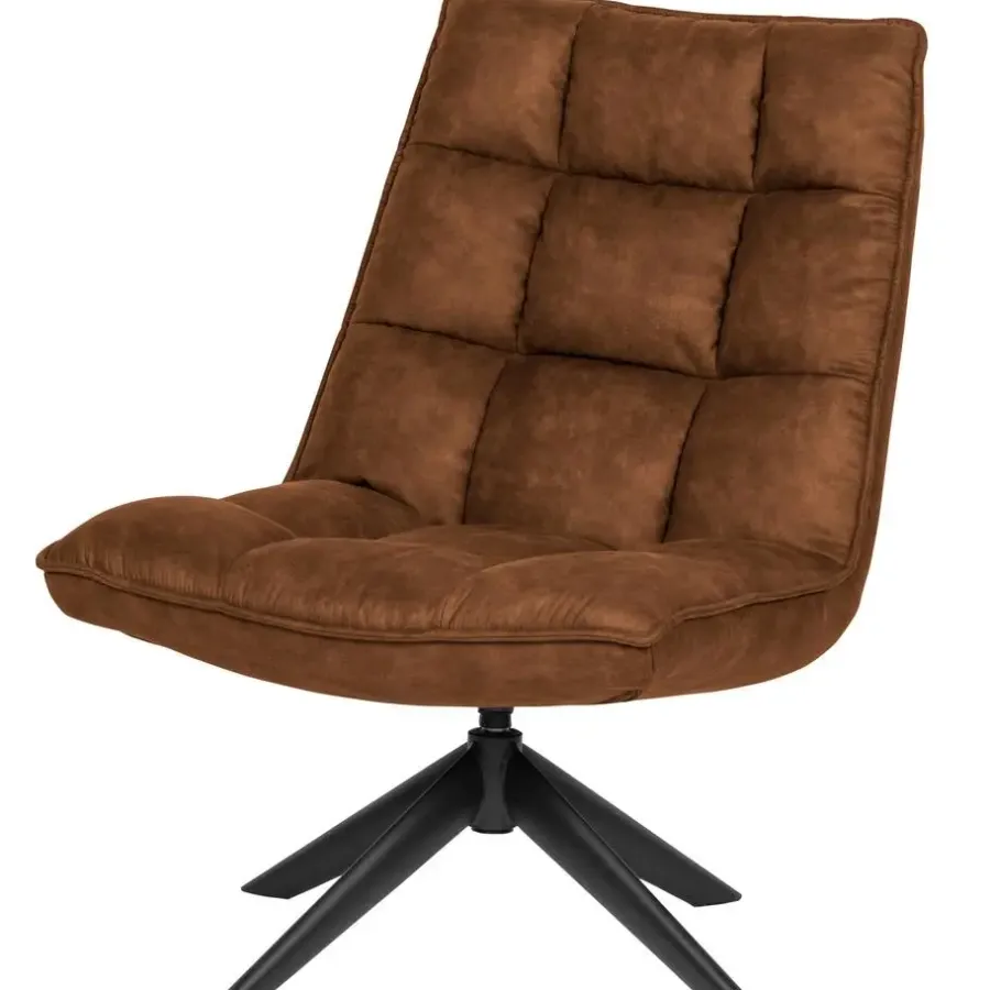 Fauteuils-WOOOD Jouke Draaifauteuil - Kunstleer - Cognac - 97x70x85