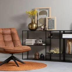 Fauteuils-WOOOD Jouke Draaifauteuil - Kunstleer - Cognac - 97x70x85