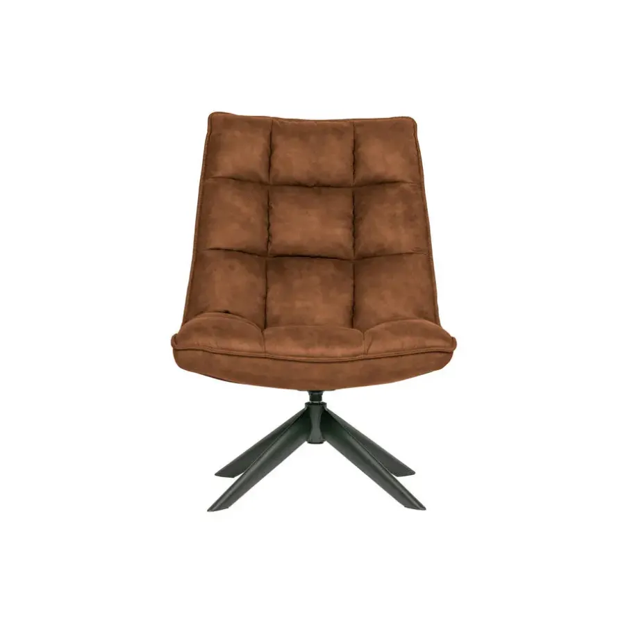 Fauteuils-WOOOD Jouke Draaifauteuil - Kunstleer - Cognac - 97x70x85