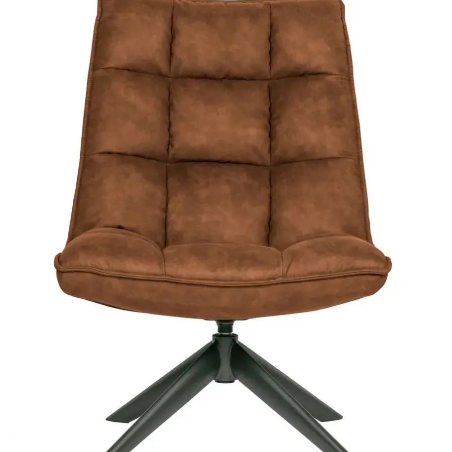 Fauteuils-WOOOD Jouke Draaifauteuil - Kunstleer - Cognac - 97x70x85